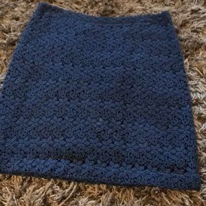 Navy skirt, cotton lined. Exposed Zipper in back